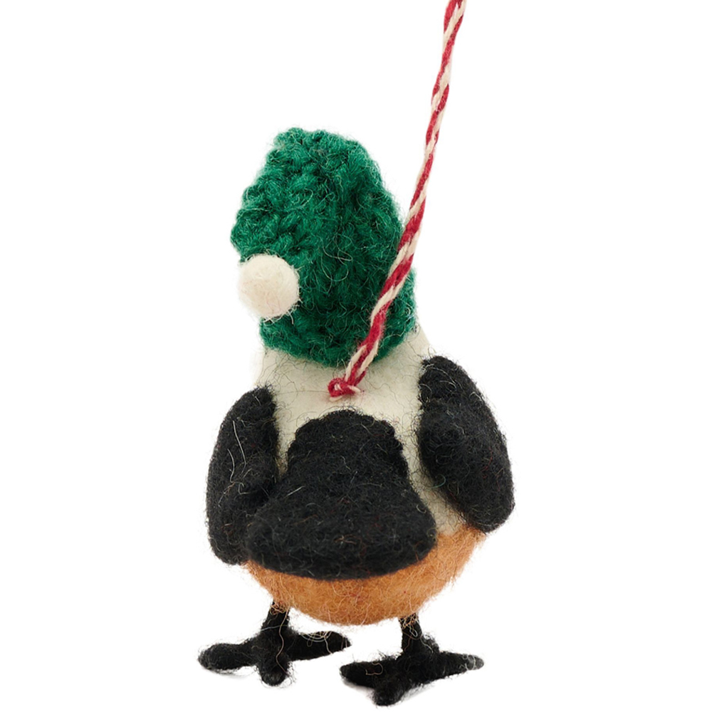 The Seasonal Gift Co. Felt Bird In A Hat Hanging Decoration Image 3