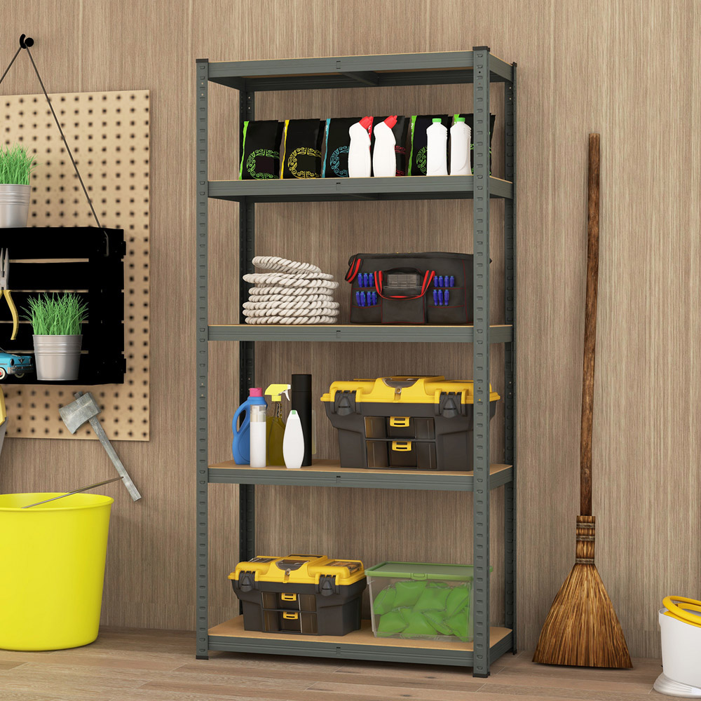 Costway Grey 5 Tier Metal Anti Tipping Shelving Unit Image 2