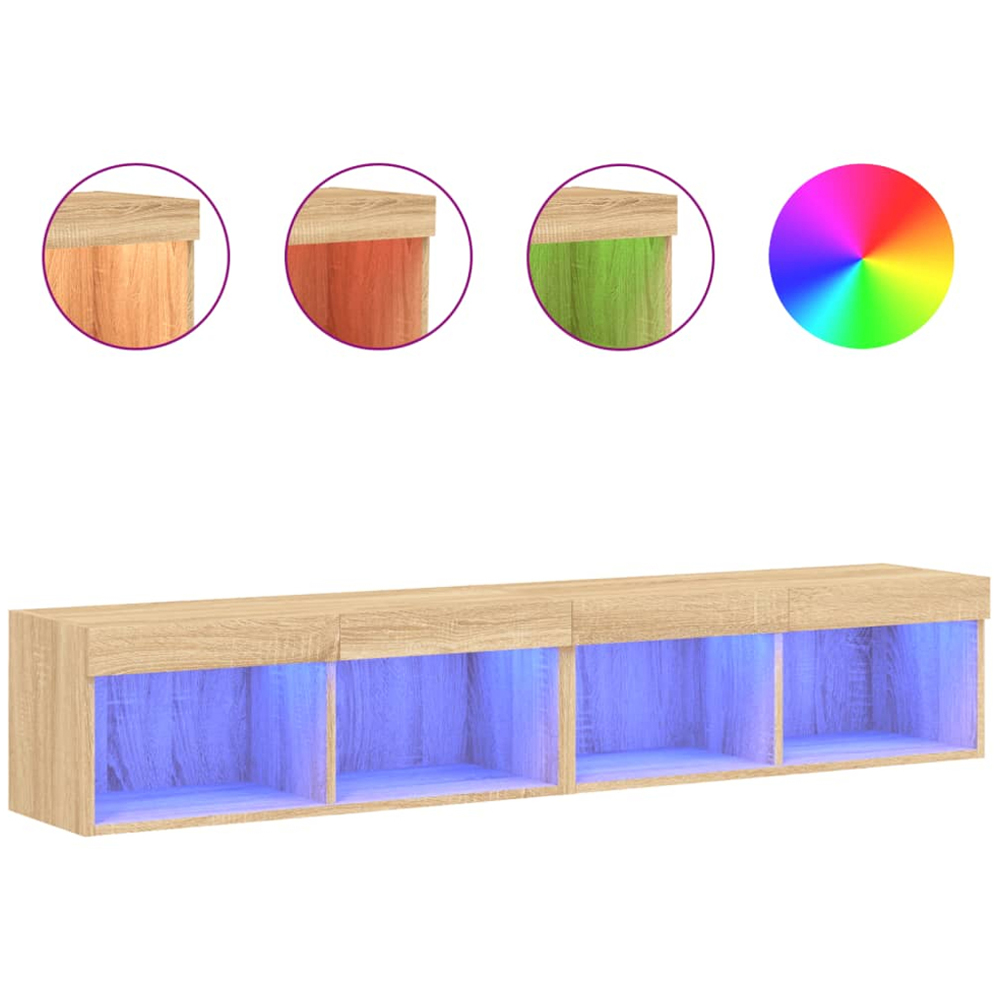 vidaXL 2 Shelf Sonoma Oak Wall Mounted TV Cabinet Set of 2 Image 2