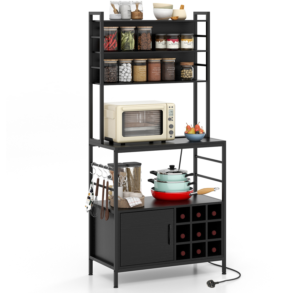 Costway Black Bakers Rack with Power Outlet Image 3