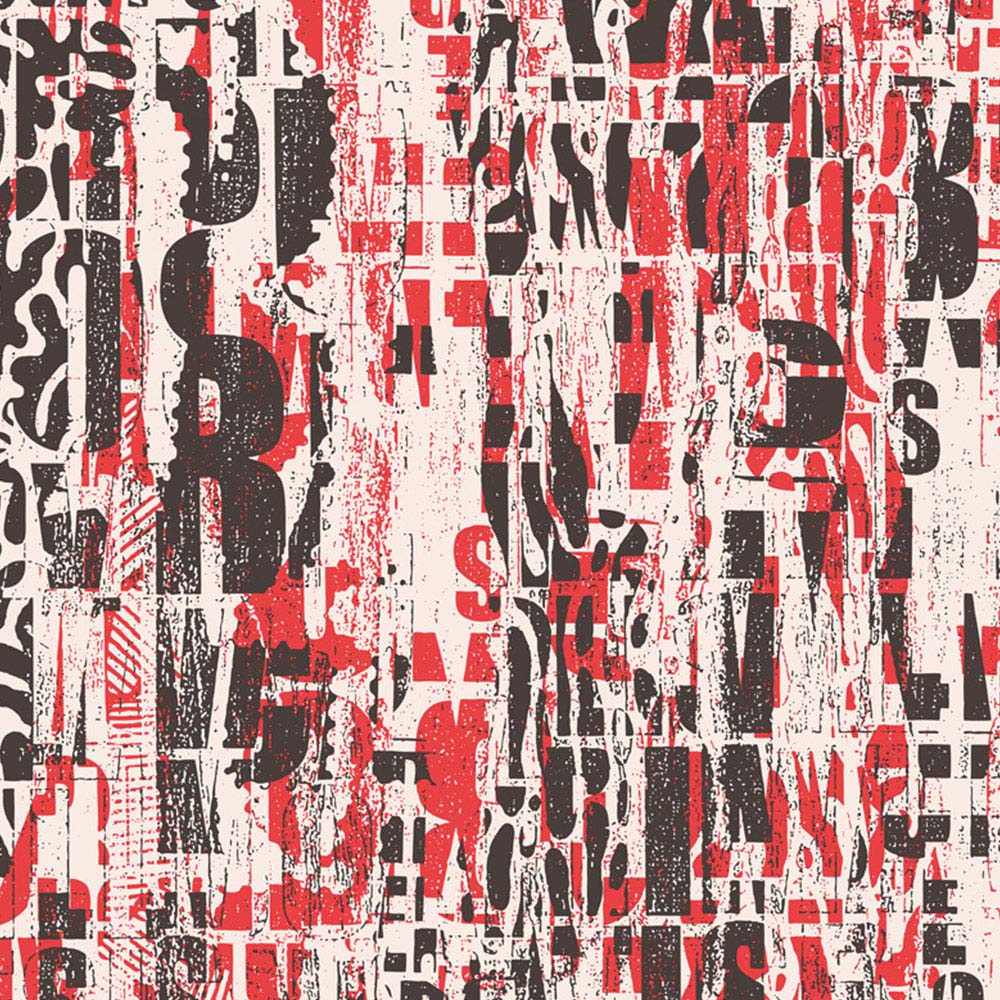 Origin Murals Letterpress Graffiti Red Wall Mural Image 2