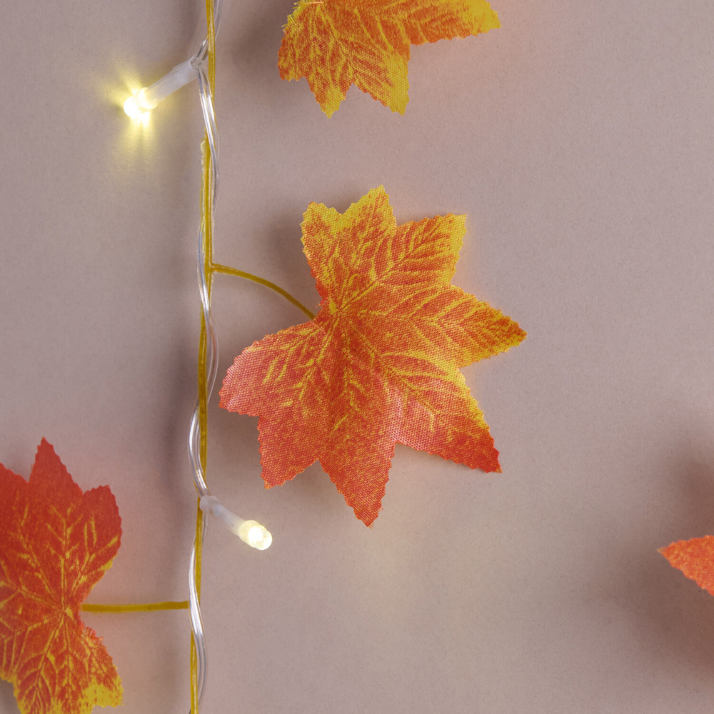 90 LED Maple Leaves Curtain Light Orange Image 4