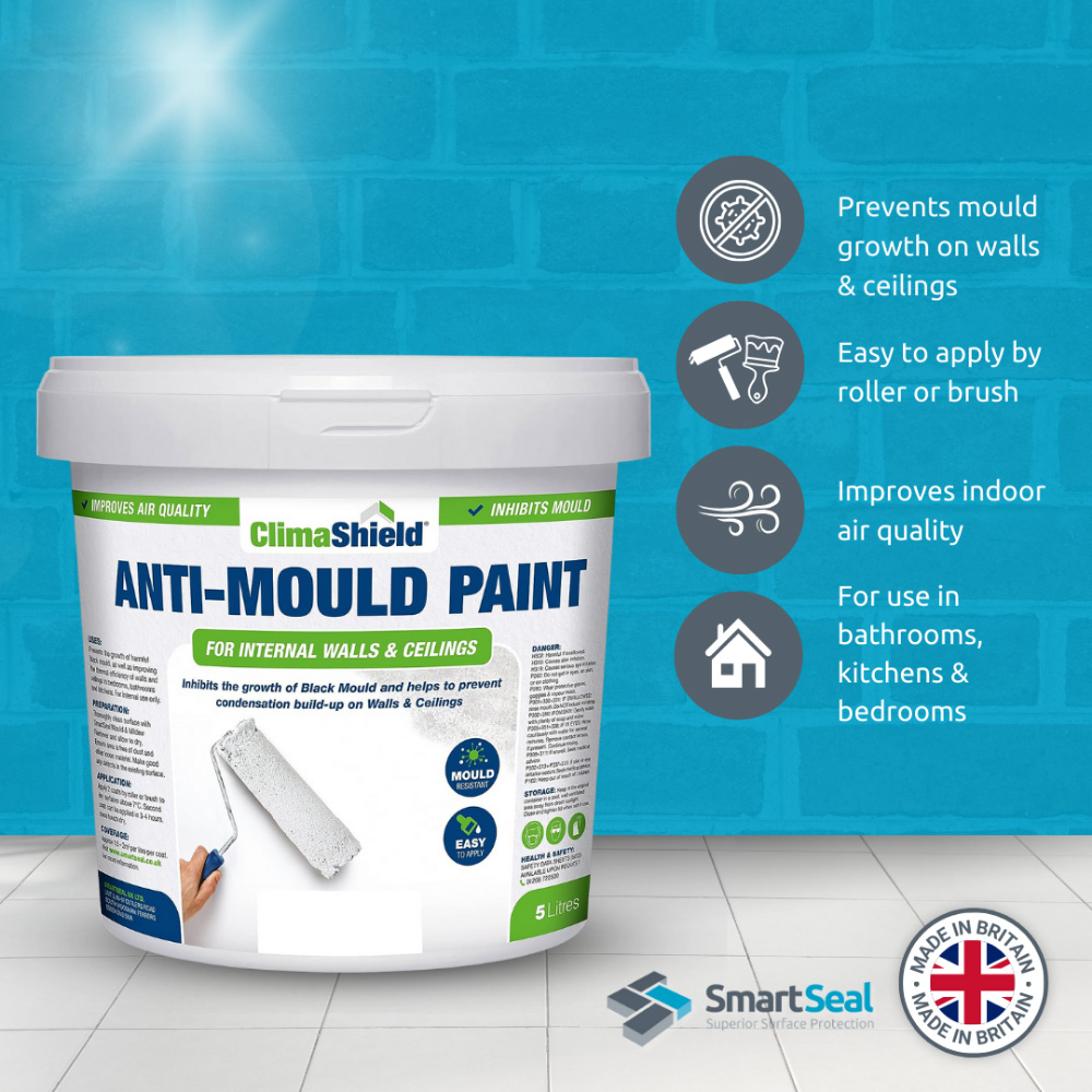 SmartSeal Pale Slate Dark Grey Anti Mould Paint 5L Image 4