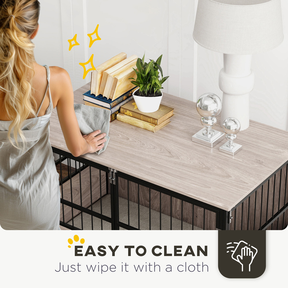 PawHut Dog Crate Furniture End Table with Cushion Image 7
