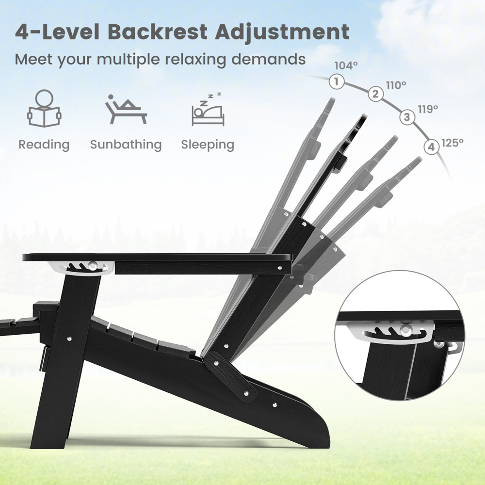 Costway Black All Weather HIPS Outdoor Adirondack Chair Image 5