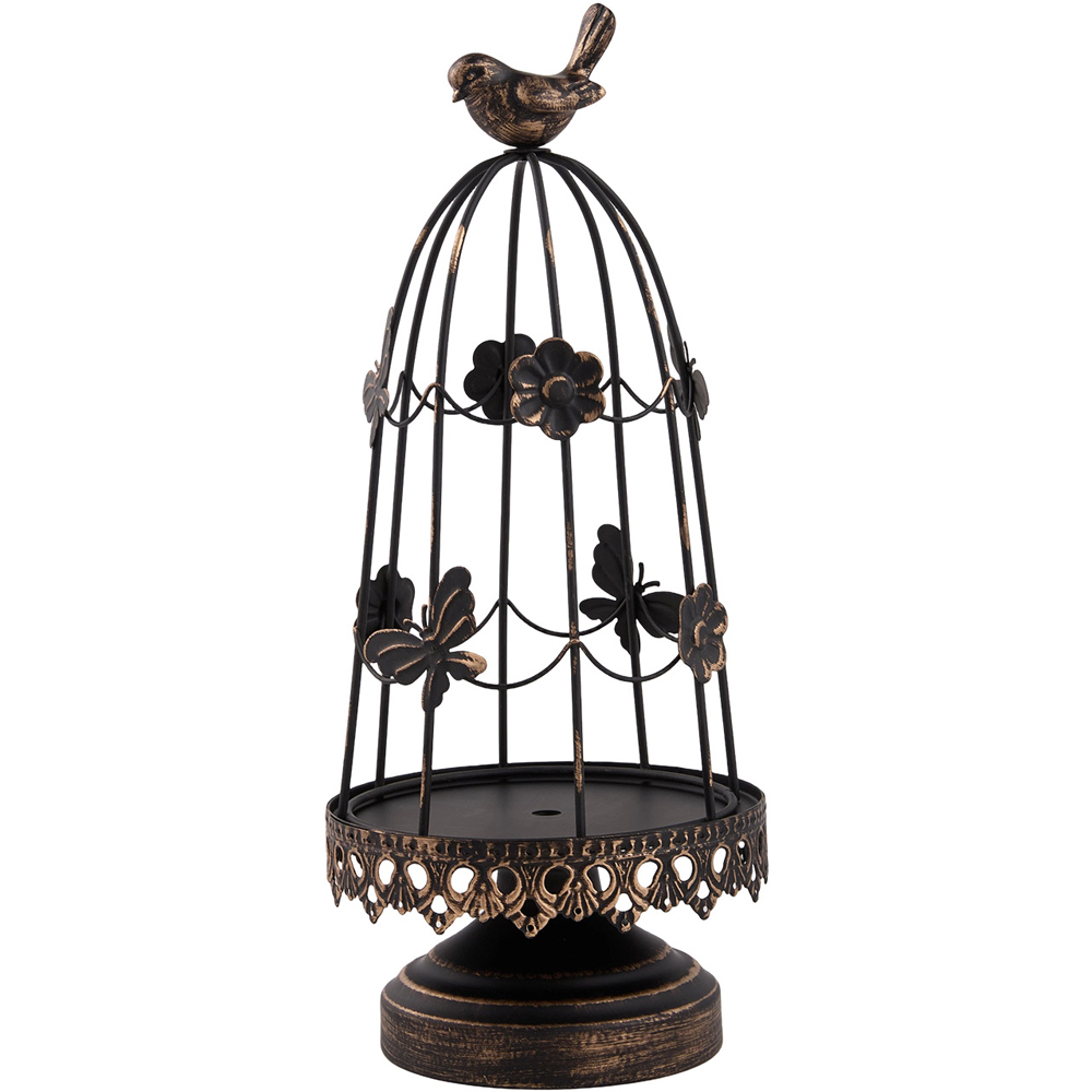 Living and Home Black Birdcage Iron Candle Holder Set of 2 Image 4