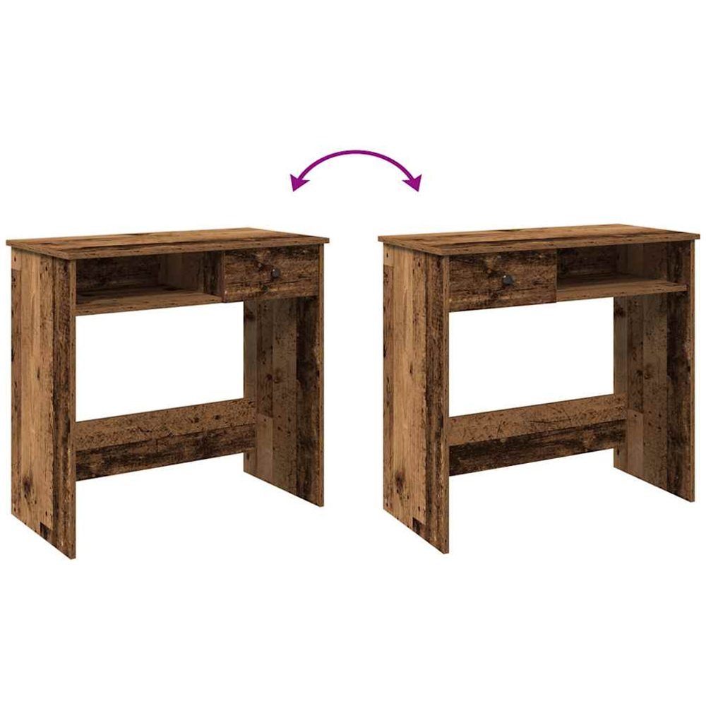 vidaXL Single Drawer Single Shelf Computer Desk Old Wood Effect Image 7