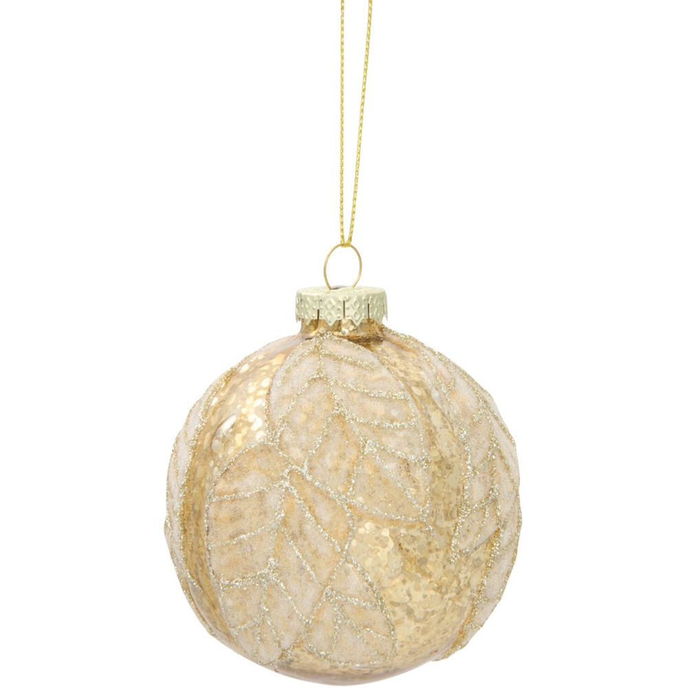 Antique Leaf Design Bauble Gold Image 1