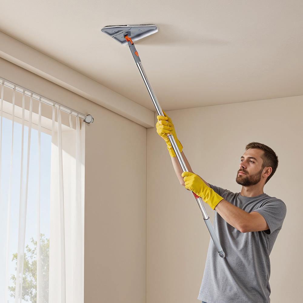 Living and Home Grey Adjustable Rod Wall Cleaning Mop Set Image 2