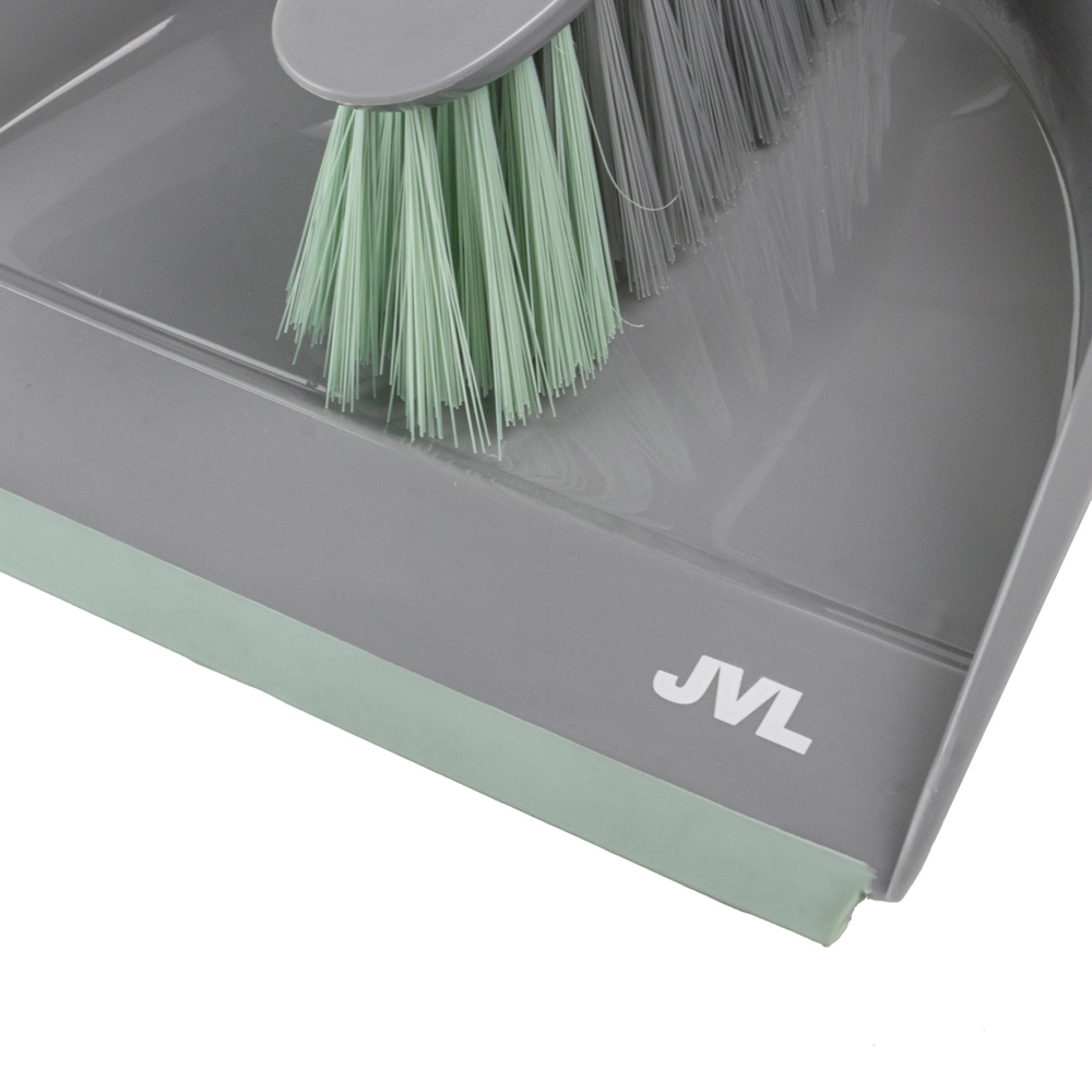 JVL Cleaning Grey Rubber Grip Dust Pan and Brush Set Image 4