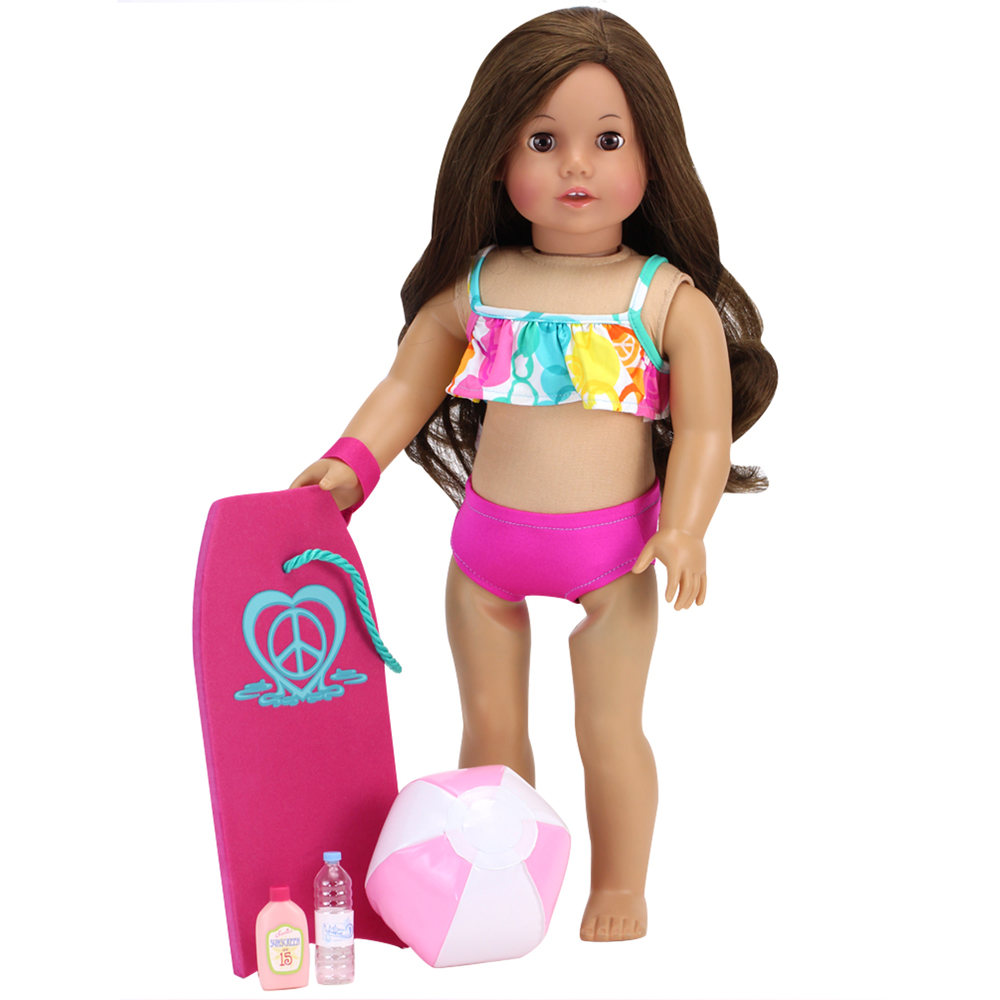 Teamson Kids Bubble Bikini Boogie Board Beach Ball Suntan Lotion Doll Outfit and Accessory Set Image 3