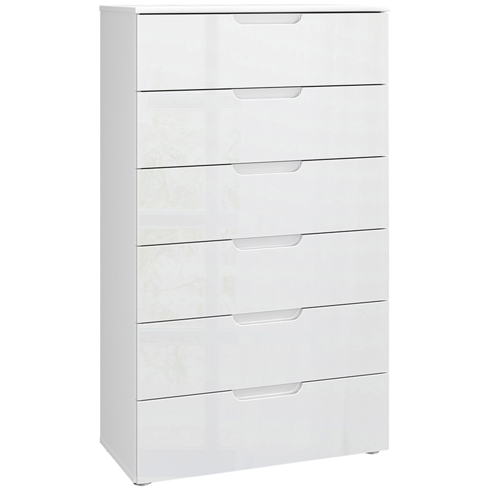 Florence Sienna 6 Drawer White High Gloss Chest of Drawers Image 2
