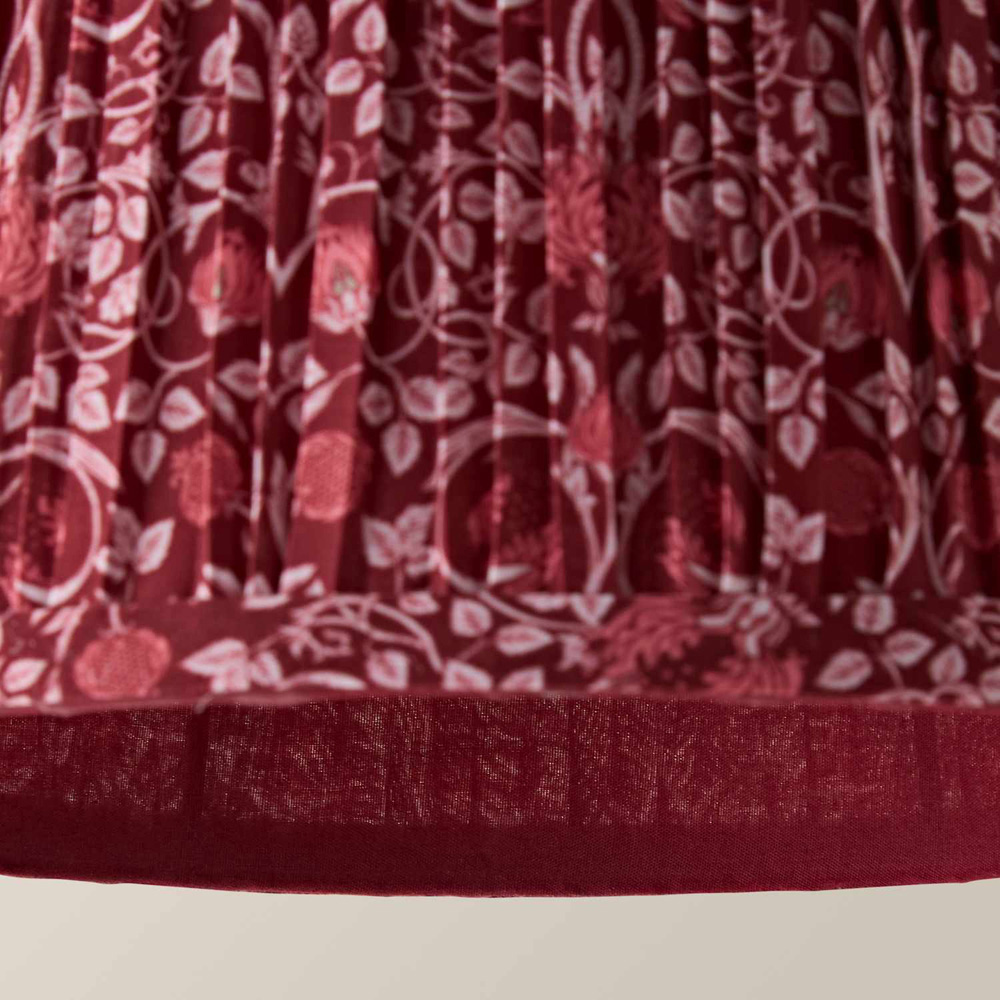 ValueLights Abel Burgundy Floral Pleated Tapered Ceiling Lamp Shade 25cm Image 5