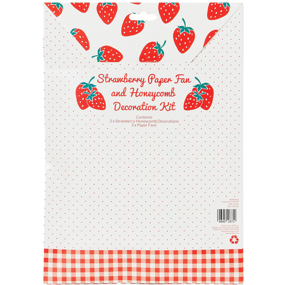 Pack of 6 Strawberry Fan and Honeycomb Decoration Kit Image 2