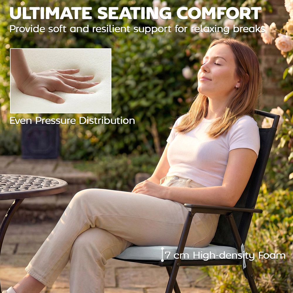 Outsunny Light Grey Seat Cushion with Machine Washable Cover 6 Pack Image 4