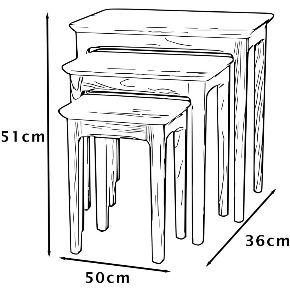 FWStyle Natural Oak Ash Veneer Nest of Tables Set of 3 Image 9
