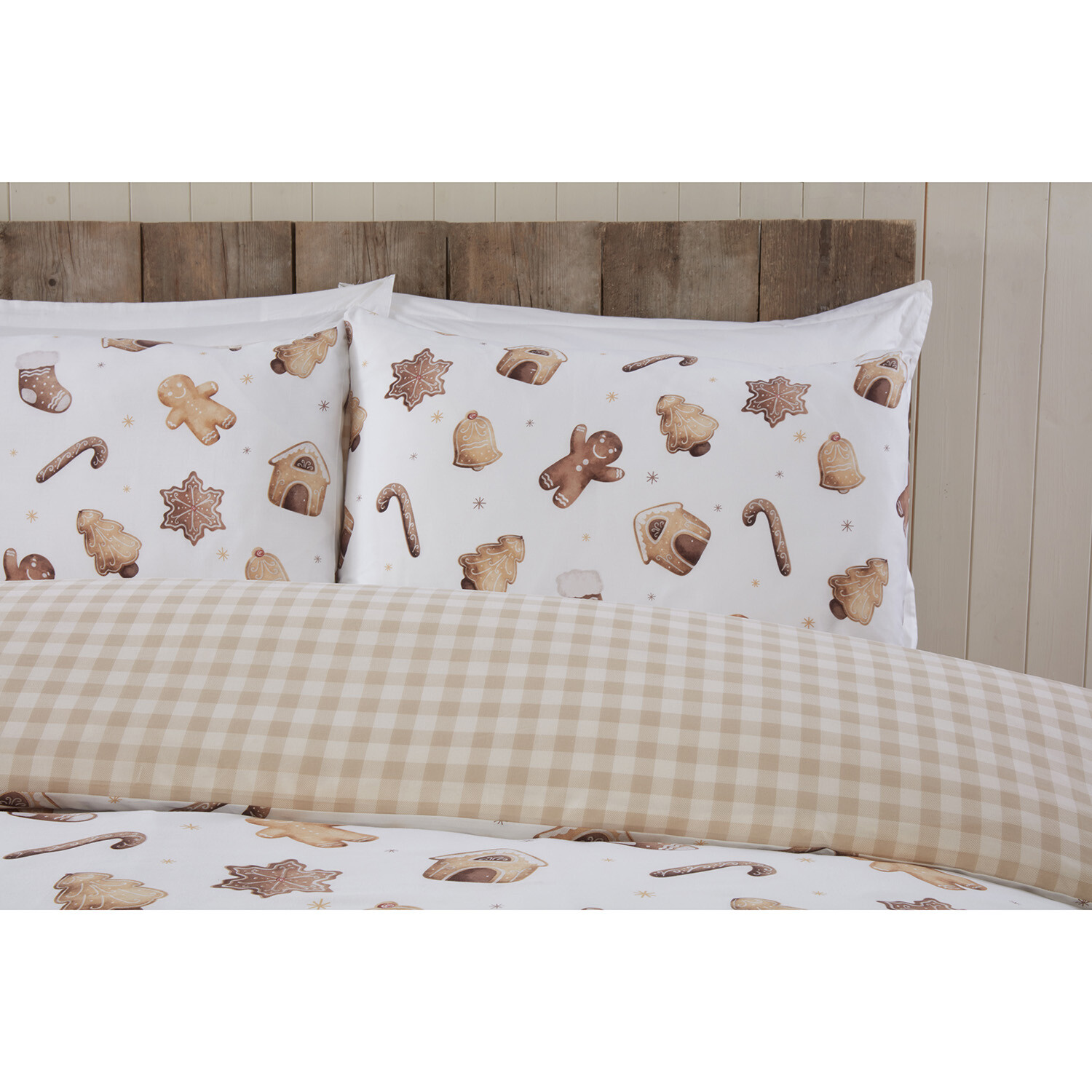 Gingerbread Duvet Cover and Pillowcase Set - Natural / Double Image 3