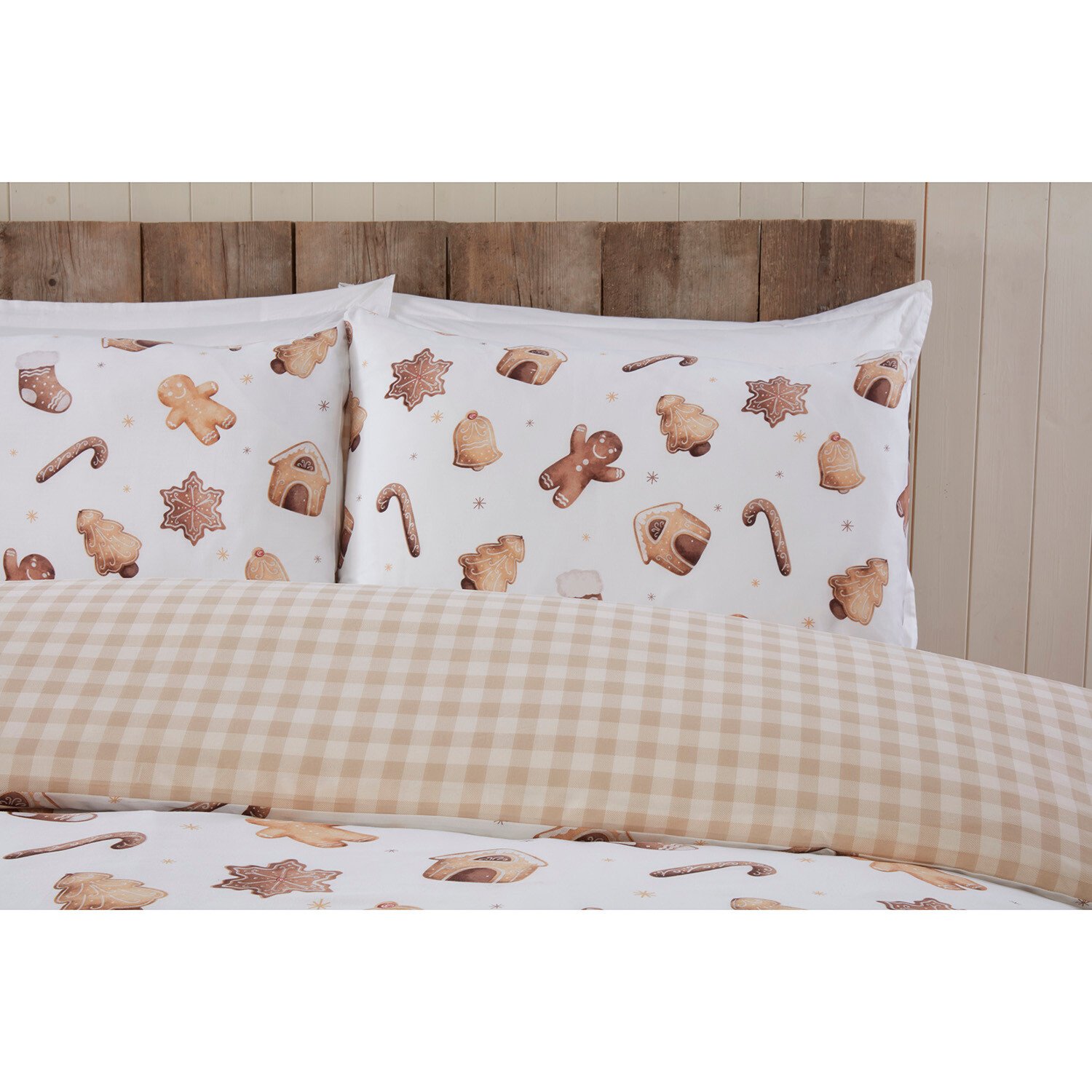 Gingerbread Duvet Cover and Pillowcase Set - Natural / King Image 3