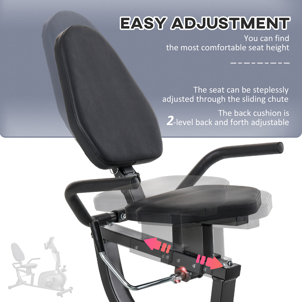 HOMCOM Black Magnetic Resistance Recumbent Exercise Bike Image 6
