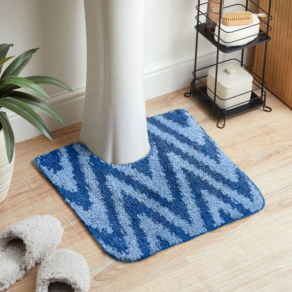 Velosso Chevron Stripe Blue Bath Mat Set Image 7