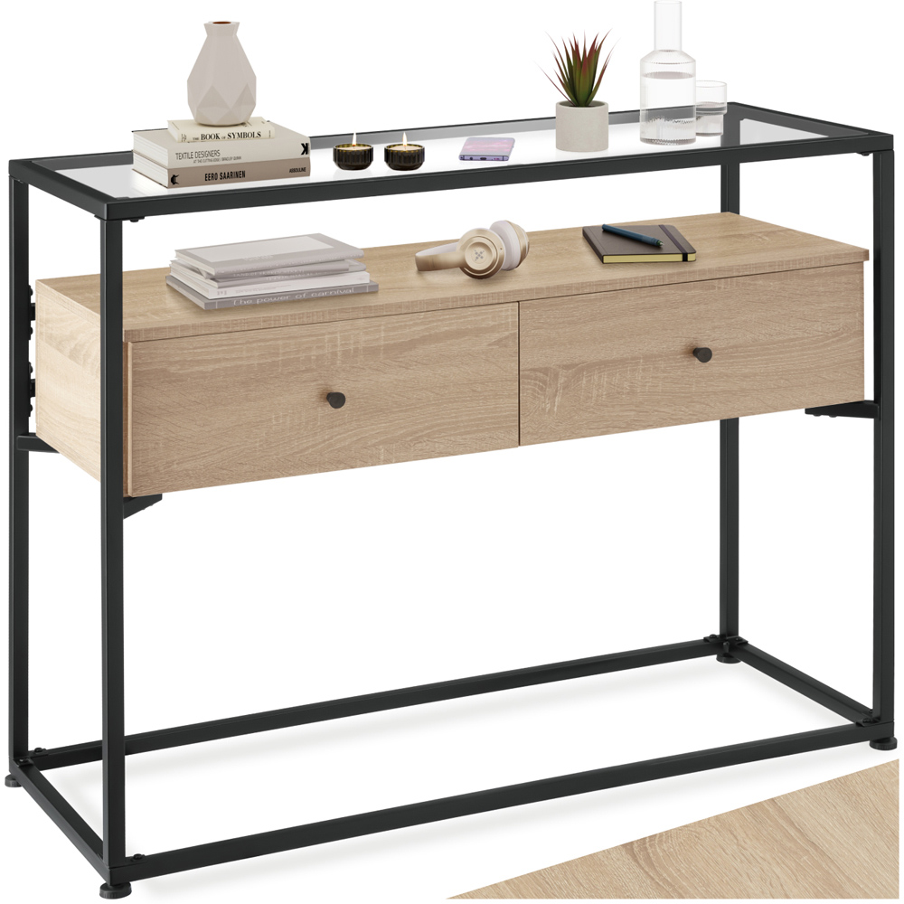 tectake 2 Drawer Light Industrial Wood Sideboard Image 2