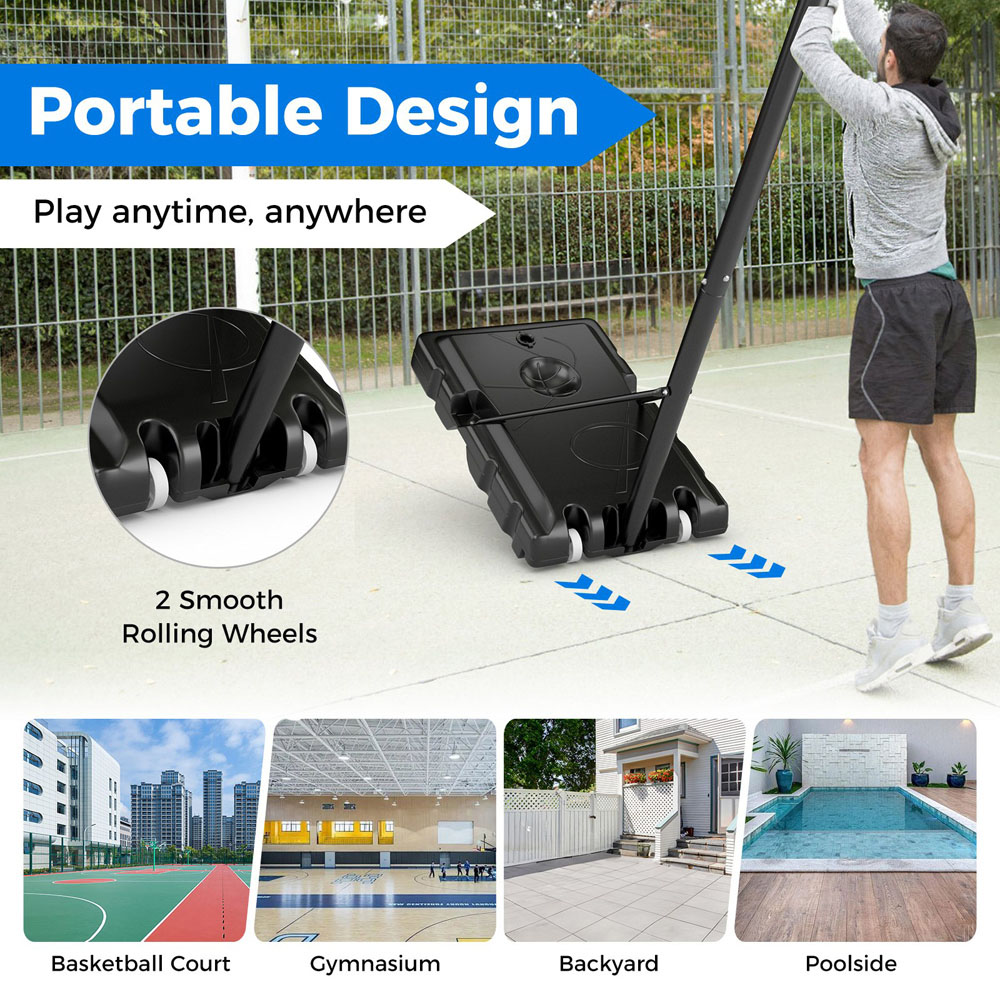 Costway Height Adjustable Basketball Hoop with Shatterproof Backboard Image 5