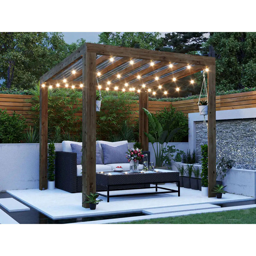 Dunster House Terracube 2.5 x 2.5m Brown Wooden Pergola Image 4