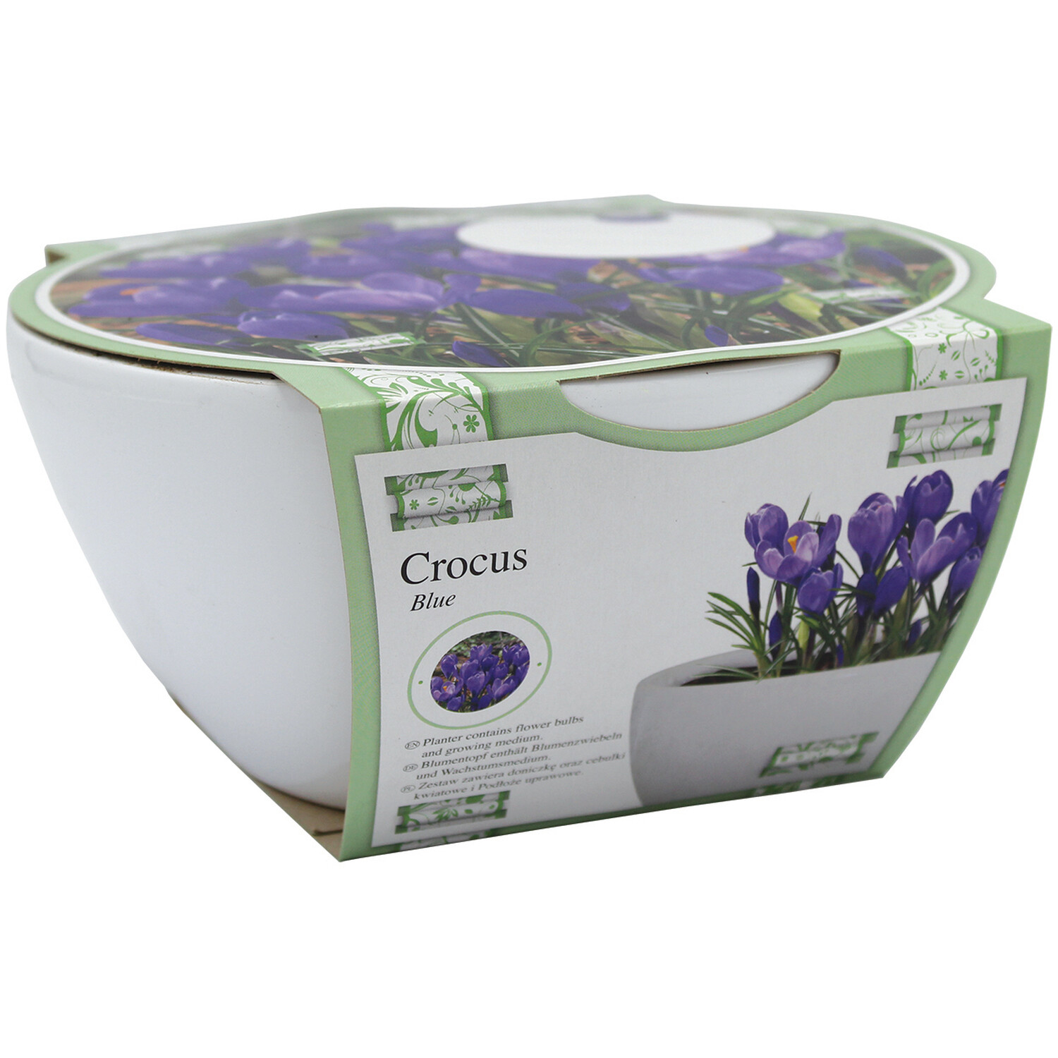 Ceramic Crocus Bowl - White and Purple Image 1