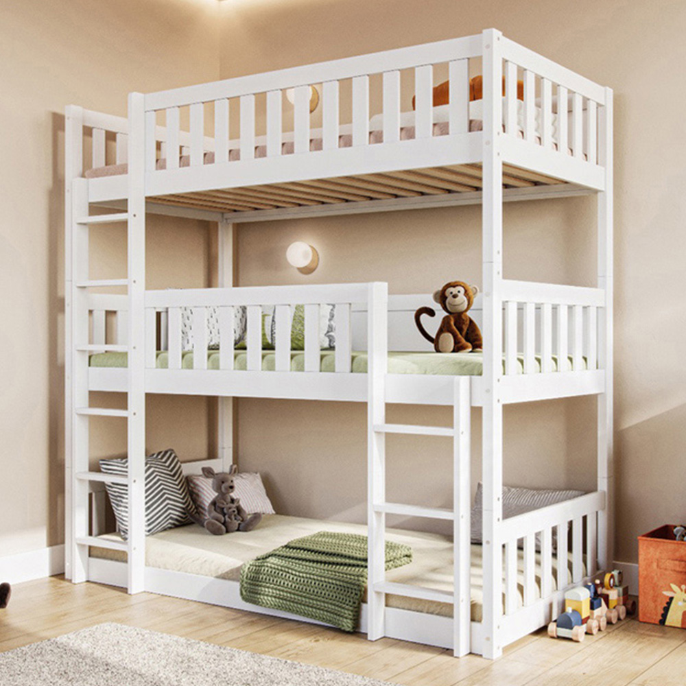 Flair Bea White Triple High Wooden Bunk Bed Image 1