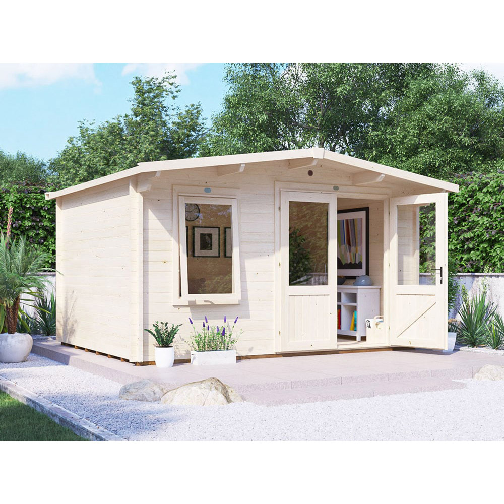 Dunster House Severn 13 x 10ft Brown Garden Log Cabin Image 2