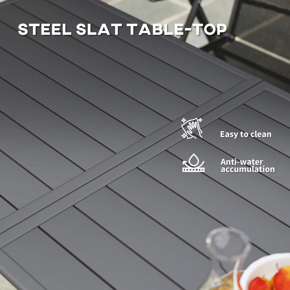 Outsunny 6 Seater Slate Top Steel Garden Dining Table Grey Image 8