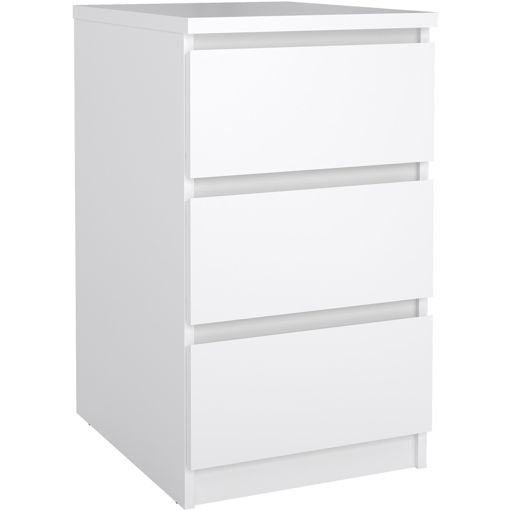 Florence 3 Drawer White High Gloss Bedside Table Image 2
