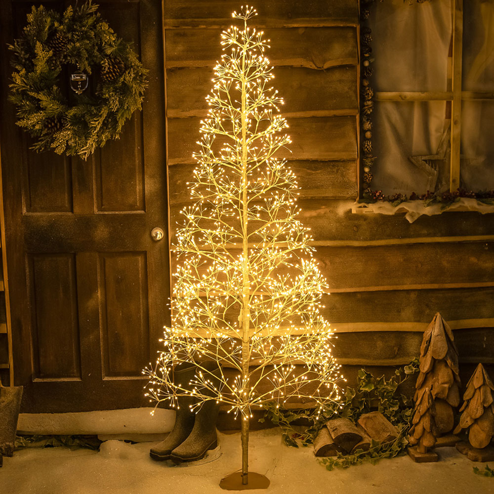 The Christmas Centre 2100 Warm White LED Pre-Lit Gold Wire Light-Up Xmas Tree 6ft Image 2