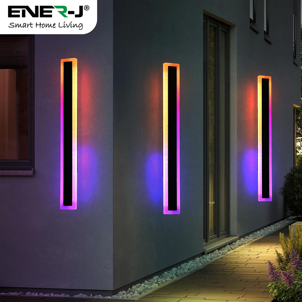 Ener-J 100 x 8cm Acrylic Black Colour Changing Outdoor Wall Light Image 2