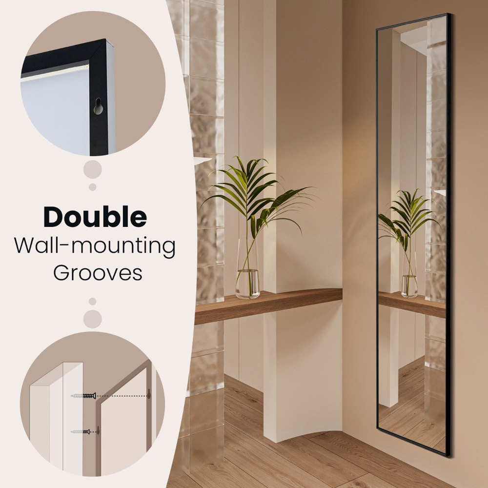 Costway Black Shatter Proof Full Length Mirror Image 7