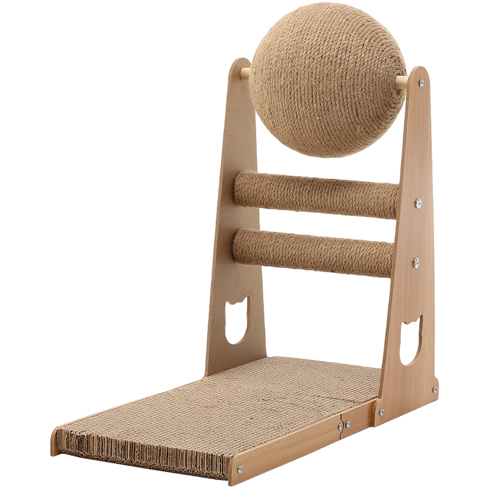 H&O Direct Large Cat Sisal Scratching Pad with Ball and Post Scratcher Image 1