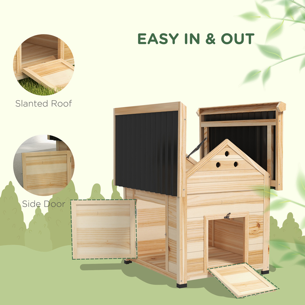 PawHut Wooden Duck House with Openable Roof Image 5