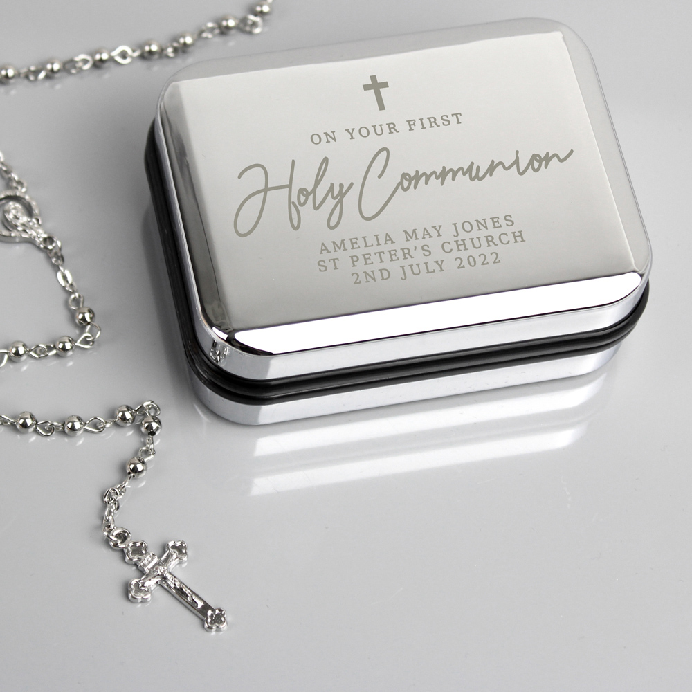 Personalised Memento Personalised First Holy Communion Box and Cross Necklace Set Image 5