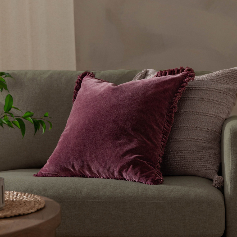 Yard Bertie Cotton Burnt Red Velvet Cushion 45 x 45cm Image 2