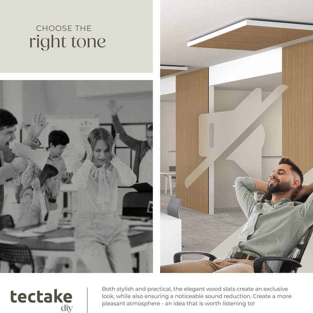 tectake Light Oak Wood Effect Acoustic Wall Panel 4 Pack Image 5