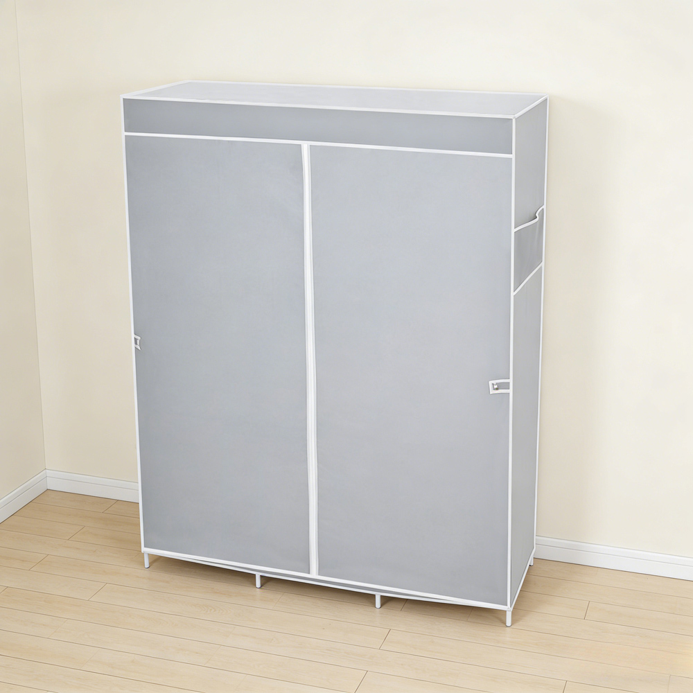 Living and Home 7 Shelf Silver and Grey Portable Fabric Wardrobe Image 7