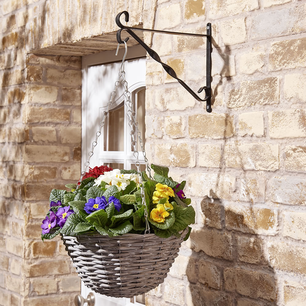 Wilko 30cm Grey Wicker Hanging Basket Image 2