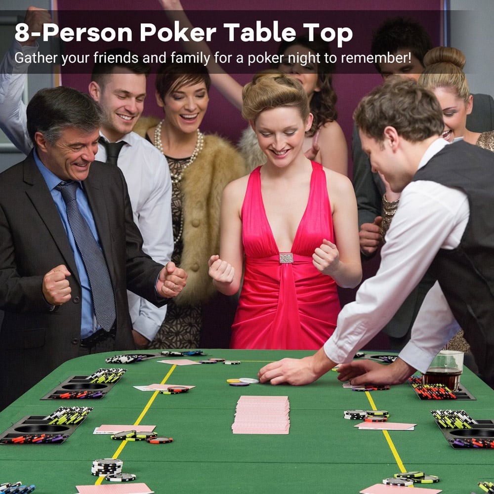 Costway 8 Player Green Foldable Poker Table Top with Carry Bag Image 4