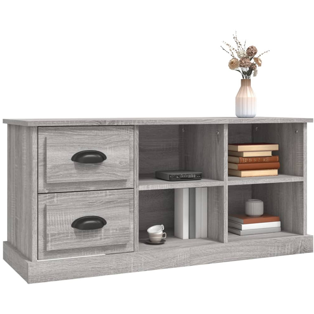 vidaXL 2 Drawer 4 Shelf Grey Sonoma TV Cabinet Image 3