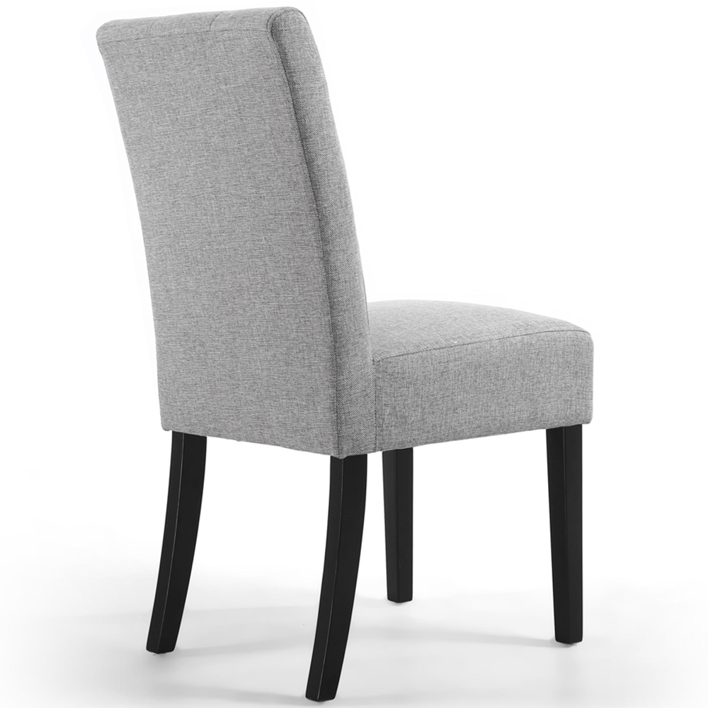 Portland Harlow Silver Grey Linen Black Legs Waffle Back Dining Chair Image 5