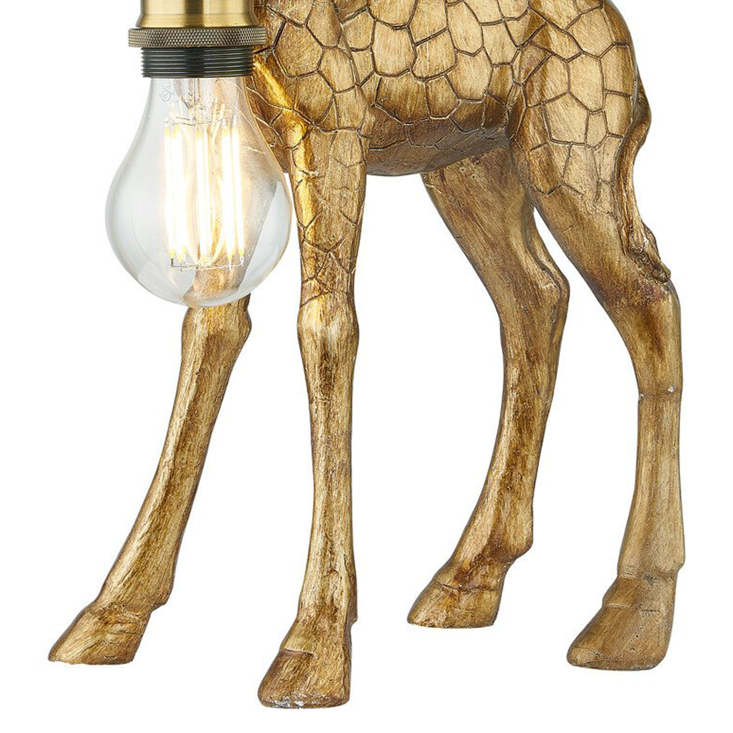 Antique Gold Giraffe with Bulb Table Lamp Image 4