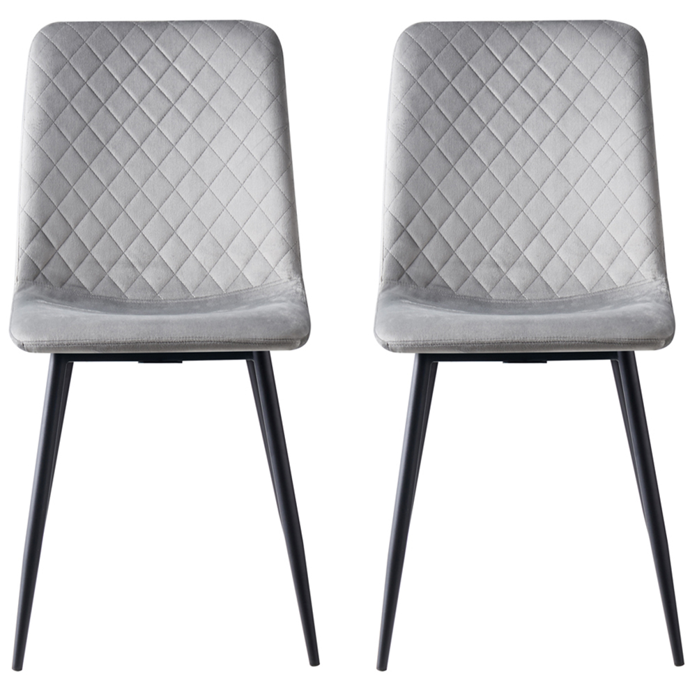 Lexi Set of 2 Light Grey Velvet Fabric Dining Chairs Image 3