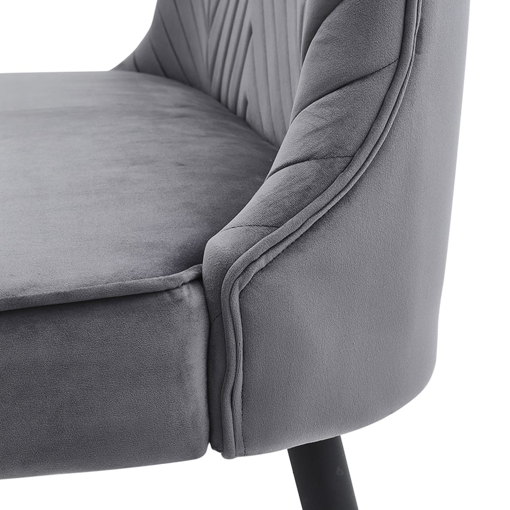 Living and Home 2 Seater Grey and Black Upholstered Tufted Dining Bench Image 6