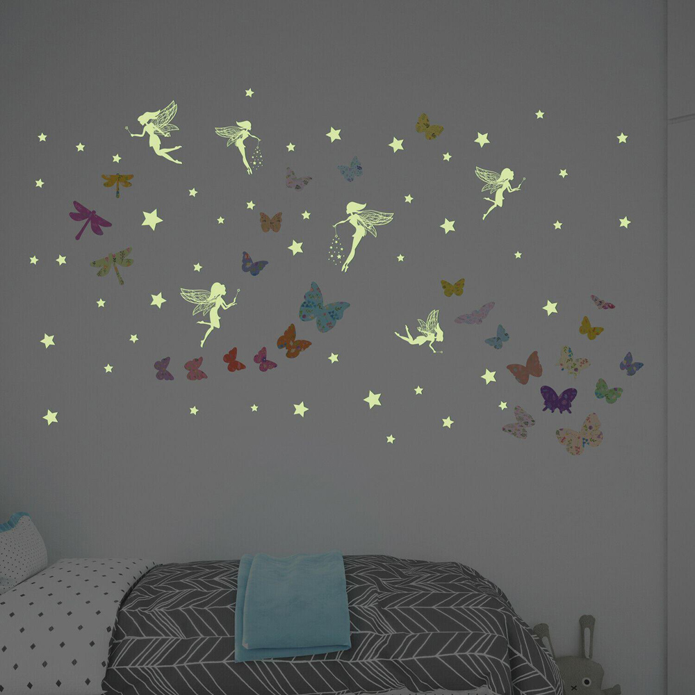 Walplus Glow in the Dark Fairies with Butterflies Kids Bedroom Self Adhesive Wall Stickers Image 4