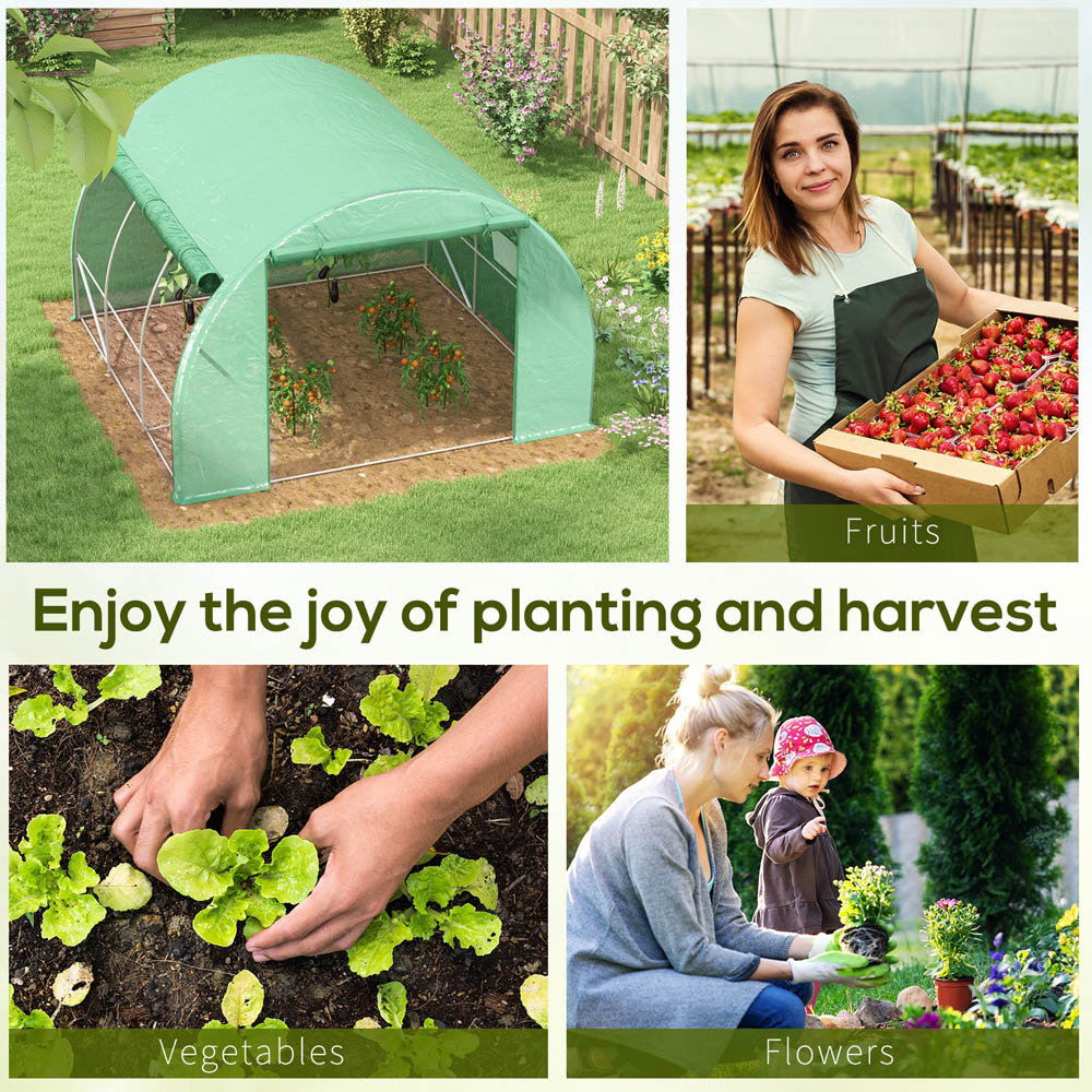 Outsunny Green Plastic 10 x 10ft Polytunnel Greenhouse Image 3